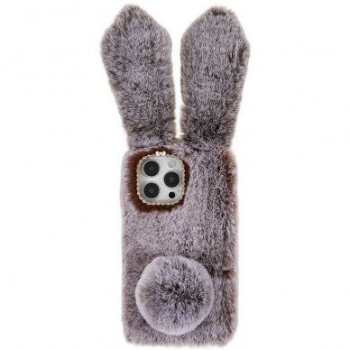 iPhone 14 PRO MAX brown nugarėlė Fluffy rabbit