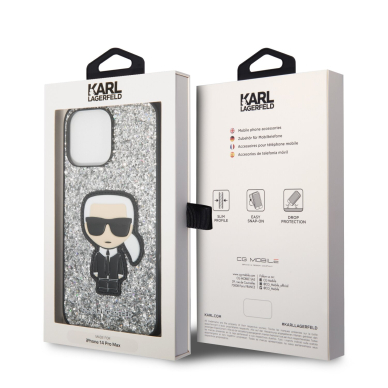 iPhone 14 PRO MAX sidabro sp. glitter KARL LAGERFELD nugarėlė KLHCP14XGFKPG 7