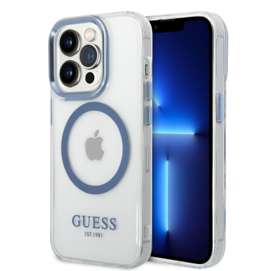 iPhone 14 PRO MAX skaidri + mėlyna Magsafe GUESS nugarėlė GUHMP14XHTRMB 4