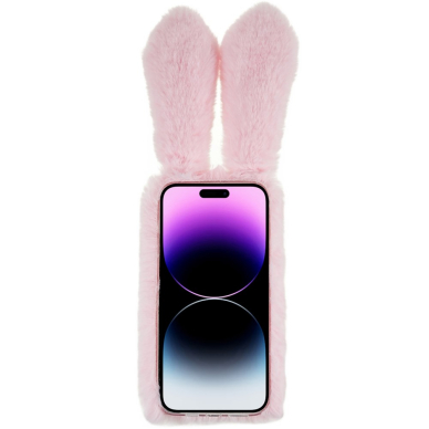 iPhone 14 PRO MAX pink nugarėlė Fluffy rabbit 1