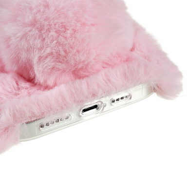 iPhone 14 PRO MAX pink nugarėlė Fluffy rabbit 4