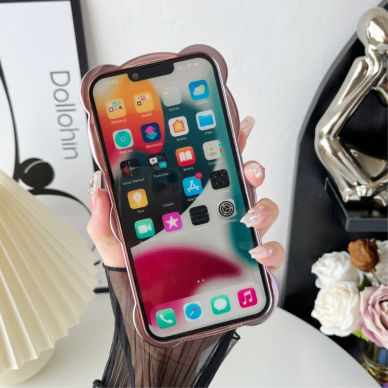 iPhone 14 PRO MAX Tracy nugarėlė Clear Glitter 3D Bear Rose Gold 2