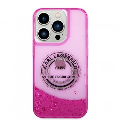 iPhone 14 PRO neo rožinė water KARL LAGERFELD nugarėlė KLHCP14LLCRSGRF 3