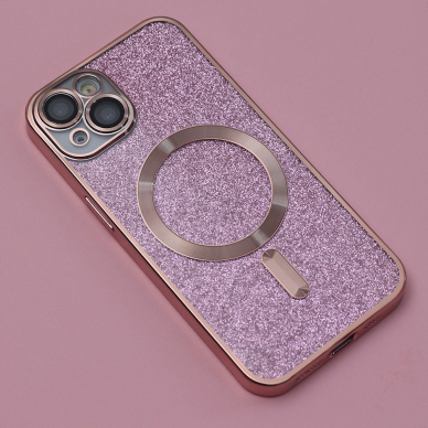 iPhone 14 PRO pink Glitter Chrome Mag nugarėle 4