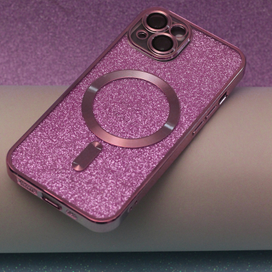 iPhone 14 PRO pink Glitter Chrome Mag nugarėle 6