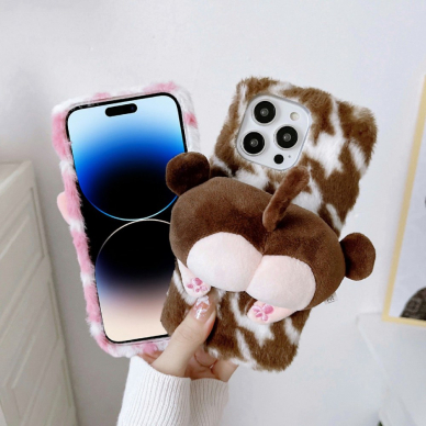 iPhone 14 PRO pink nugarėlė Fluffy Monkey 3