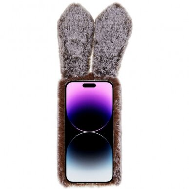 iPhone 14 PRO brown nugarėlė Fluffy rabbit 1