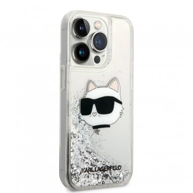 iPhone 14 PRO silver NFT Liquid Glitter KARL LAGERFELD nugarėlė 4