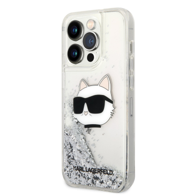 iPhone 14 PRO silver NFT Liquid Glitter KARL LAGERFELD nugarėlė 3