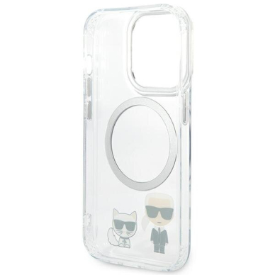 iPhone 14 PRO skaidri + sidabro sp. Magsafe KARL LAGERFELD nugarėlė KLHMP14LHKCT 3