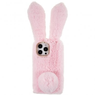 iPhone 14 PRO šviesiai rožinė nugarėlė Fluffy rabbit