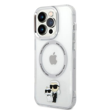 iPhone 14 PRO transparent + silver Magsafe NFT IML KARL LAGERFELD nugarėlė 3