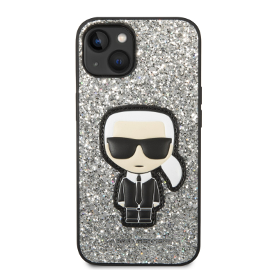 iPhone 14/13 sidabro spalvos glitter KARL LAGERFELD nugarėlė KLHCP14SGFKPG 2
