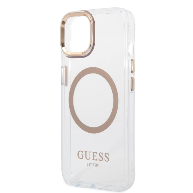 iPhone 14/13 skaidri + aukso spalvos Magsafe GUESS nugarėlė GUHMP14SHTRMD 4