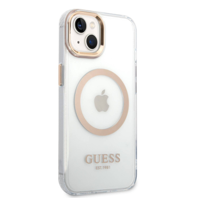 iPhone 14/13 skaidri + aukso spalvos Magsafe GUESS nugarėlė GUHMP14SHTRMD 5