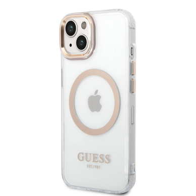 iPhone 14/13 skaidri + aukso spalvos Magsafe GUESS nugarėlė GUHMP14SHTRMD 6