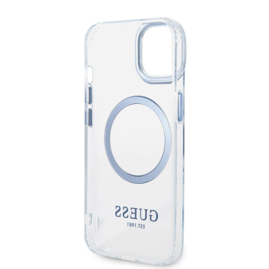 iPhone 14/13 skaidri + mėlyna Magsafe GUESS nugarėlė GUHMP14SHTRMB 3