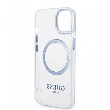 iPhone 14/13 skaidri + mėlyna Magsafe GUESS nugarėlė GUHMP14SHTRMB 3