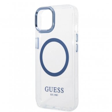 iPhone 14/13 skaidri + mėlyna Magsafe GUESS nugarėlė GUHMP14SHTRMB 4