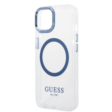 iPhone 14/13 skaidri + mėlyna Magsafe GUESS nugarėlė GUHMP14SHTRMB 4