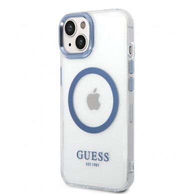 iPhone 14/13 skaidri + mėlyna Magsafe GUESS nugarėlė GUHMP14SHTRMB 2