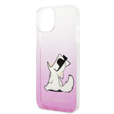 iPhone 14/13 skaidri-rožinė KARL LAGERFELD nugarėlė KLHCP14SCFNRCPI 5