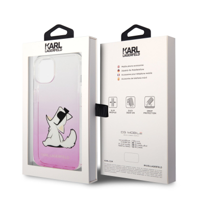 iPhone 14/13 skaidri-rožinė KARL LAGERFELD nugarėlė KLHCP14SCFNRCPI 7