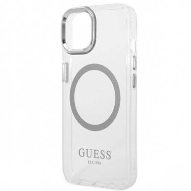 iPhone 14/13 skaidri + sidabro sp. Magsafe GUESS nugarėlė GUHMP14SHTRMS 2