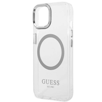 iPhone 14/13 skaidri + sidabro sp. Magsafe GUESS nugarėlė GUHMP14SHTRMS 2