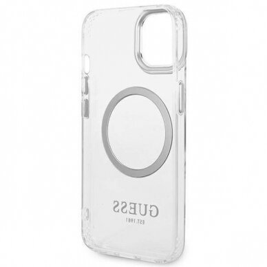 iPhone 14/13 skaidri + sidabro sp. Magsafe GUESS nugarėlė GUHMP14SHTRMS 1