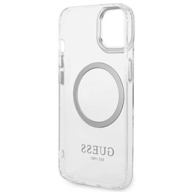 iPhone 14/13 skaidri + sidabro sp. Magsafe GUESS nugarėlė GUHMP14SHTRMS 1