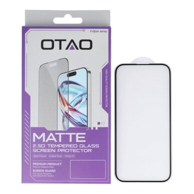 iPhone 15 / 16 black pilnas OTAO MATTE apsauginis stiklas 1