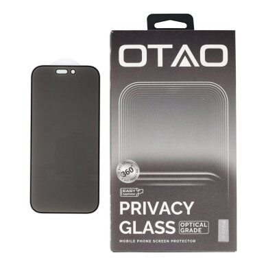 iPhone 15 / 16 black pilnas OTAO Premium PRIVACY 360 apsauginis stiklas