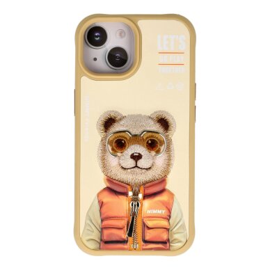 iPhone 15 beige NIMMY Teddy with Glasses nugarėlė iPhone 15 beige NIMMY Teddy with Glasses nugarėlė