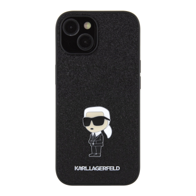 iPhone 15 / 14 / 13 black Ikonik Fixed Glitter Metal PIN KARL LAGERFELD nugarėlė 3