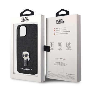 iPhone 15 / 14 / 13 black Ikonik Fixed Glitter Metal PIN KARL LAGERFELD nugarėlė 7
