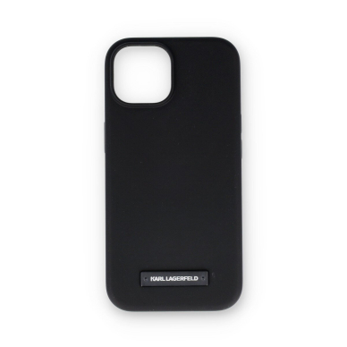 iPhone 15 / 14 / 13 black Liquid Silicone Plaque MagSafe KARL LAGERFELD nugarėlė
