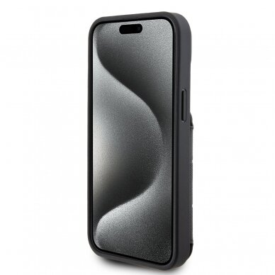 iPhone 15 / 14 / 13 black Saffiano Cardslots and Stand Monogram KARL LAGERFELD nugarėlė 5