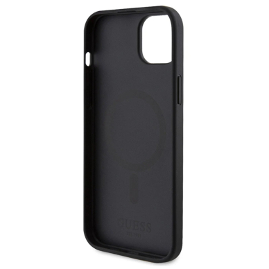 iPhone 15 / 14 / 13 black Saffiano MagSafe GUESS nugarėlė 4