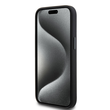 iPhone 15 / 14 / 13 black Silicone Metal PIN KARL LAGERFELD nugarėlė 2