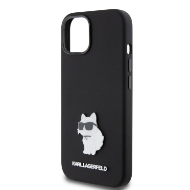 iPhone 15 / 14 / 13 black Silicone Metal PIN KARL LAGERFELD nugarėlė 3