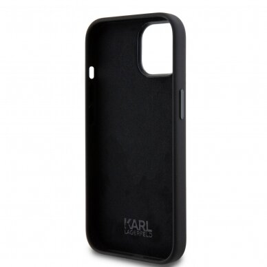 iPhone 15 / 14 / 13 black Silicone Metal PIN KARL LAGERFELD nugarėlė 4