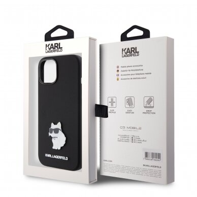iPhone 15 / 14 / 13 black Silicone Metal PIN KARL LAGERFELD nugarėlė 5