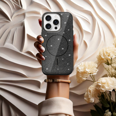 iPhone 15 black SLIM SHINY MagSafe nugarėlė 4