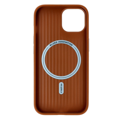 iPhone 15 brown Leather Magnetic Mr. Monkey nugarėlė 1