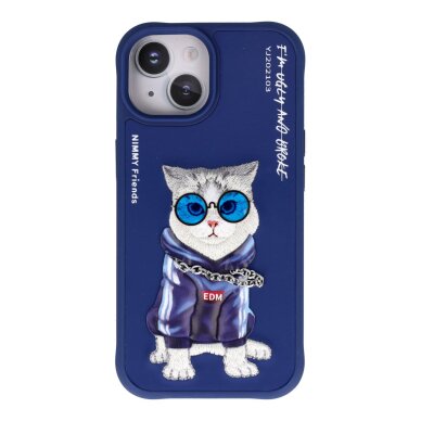 iPhone 15 dark blue NIMMY Cat with Glasses 3.0 nugarėlė iPhone 15 dark blue NIMMY Cat with Glasses 3.0 nugarėlė