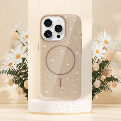 iPhone 15 gold SLIM SHINY MagSafe nugarėlė 5