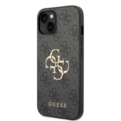 iPhone 15 / 14 / 13 grey Metal Logo GUESS nugarėlė 1
