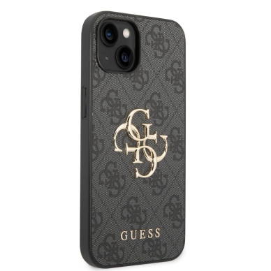 iPhone 15 / 14 / 13 grey Metal Logo GUESS nugarėlė 3