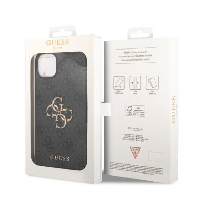 iPhone 15 / 14 / 13 grey Metal Logo GUESS nugarėlė 7